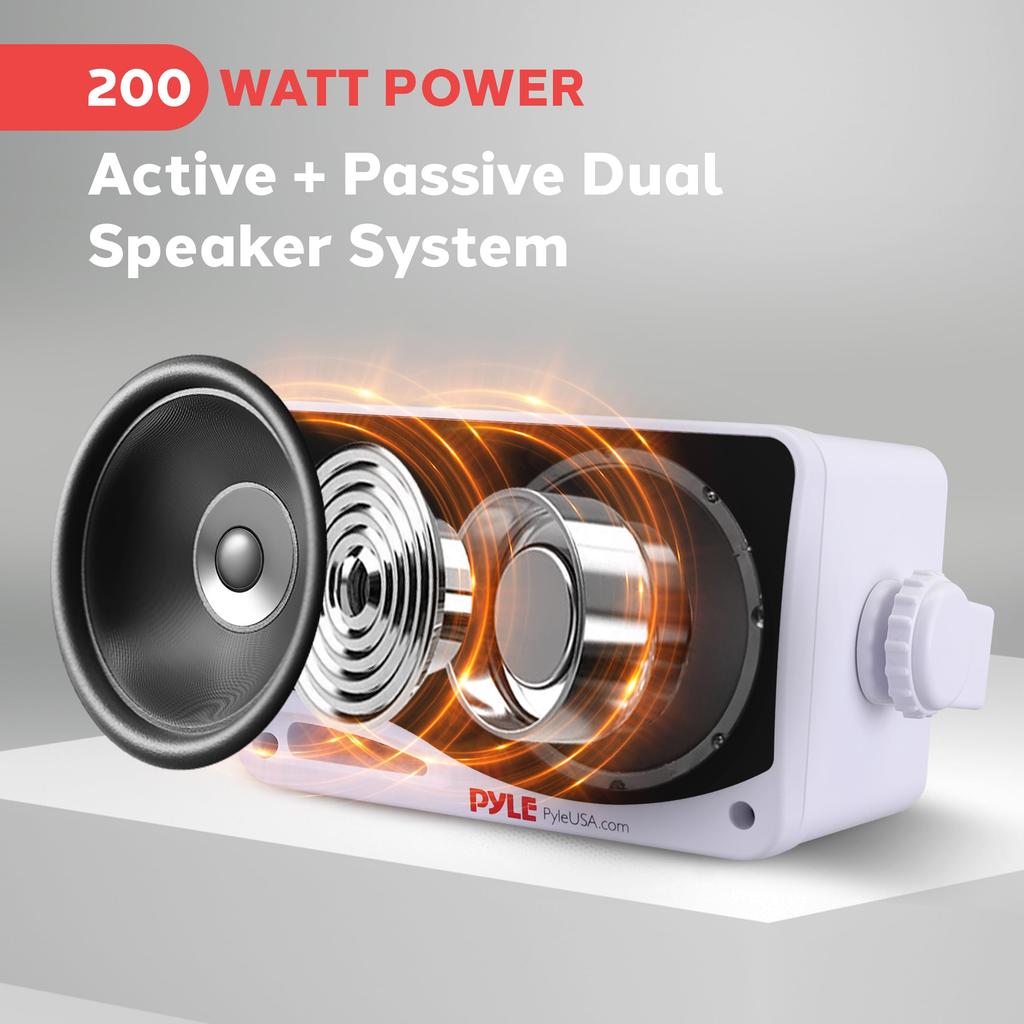 Pyle Waterproof Bluetooth Speakers of 200W Max 100W Rated 4 Frequency Mesh Grille Adjustable Warranty 3-Way Wall-Mount (Set 2) 8.9cm Wall/Ceiling