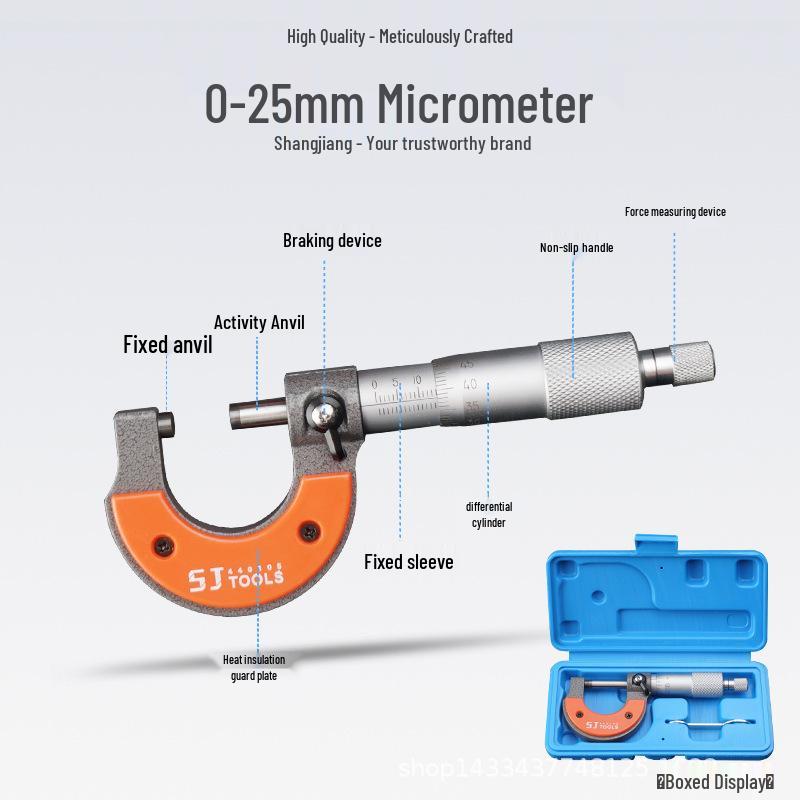 Precision Outside Diameter Spiral Micrometer Caliper 0-100mm