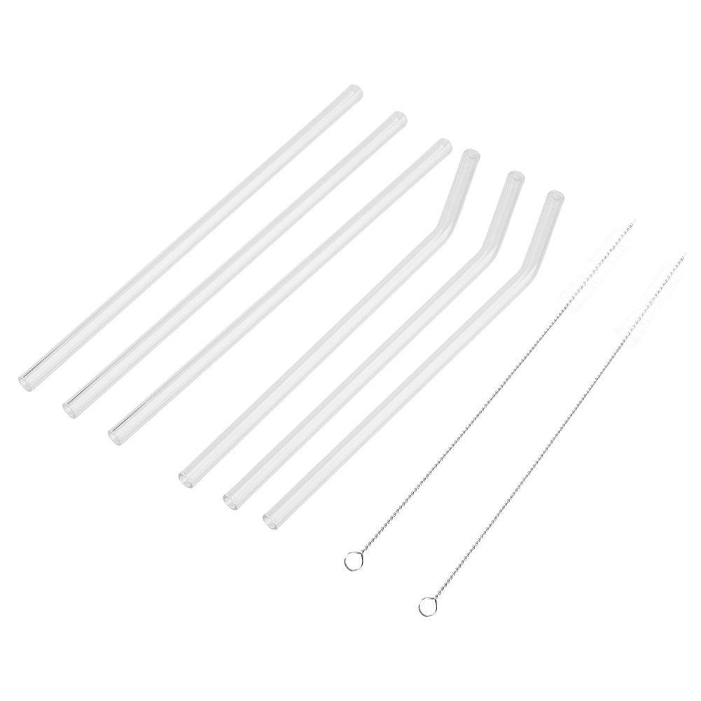 Opakovaně použitelná Ekologická Skleněná Brčka na Pití s Čisticím Kartáčkem Průhledné Pohodlné Nádobí