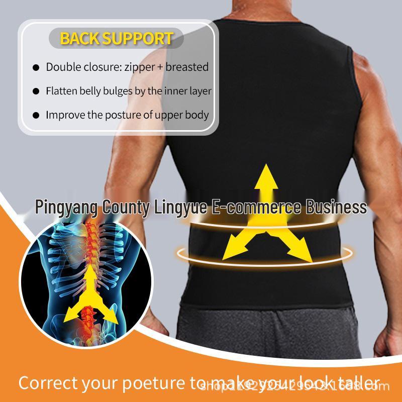 Europejska i Amerykańska Męska Kamizelka Sauna Pot Body Shaper do Kontroli Brzucha i Fitnessu.