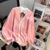 Sweet Bow Knitted Cardigans Y2k Aesthetic All Match Contrast Color Coats Fashion Single Breasted Women Kawaii JK Sweaters Jumper