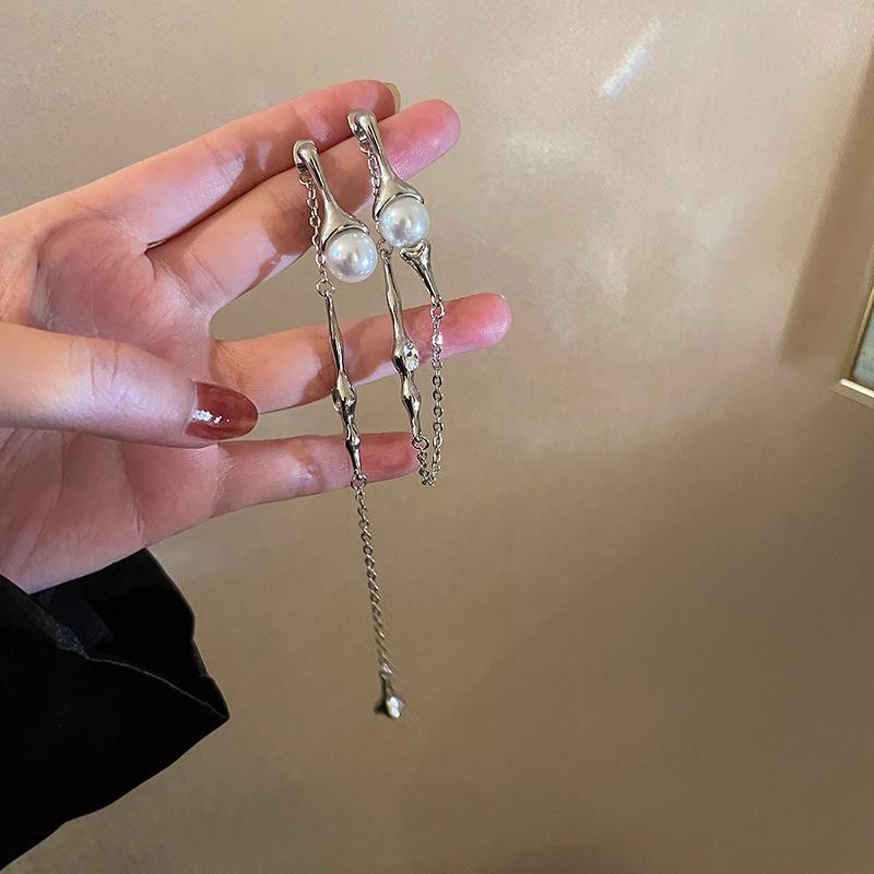 Exaggerated Metal Water Drop Earrings For Women Fashion Gold Color  Long Tassel Asymmetric Pendant Earrings Jewelry Accessories