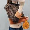 Plus Velvet Pullover Warm Gold Velvet Female Letters Thickened Autumn and Winter Large Size Long-sleeved Half-high Collar Bottoming Shirt