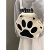 Cute Cat Paw Backpack New Plush Backpack Soft Girl School Bag Large Capacity Crossbody Bag