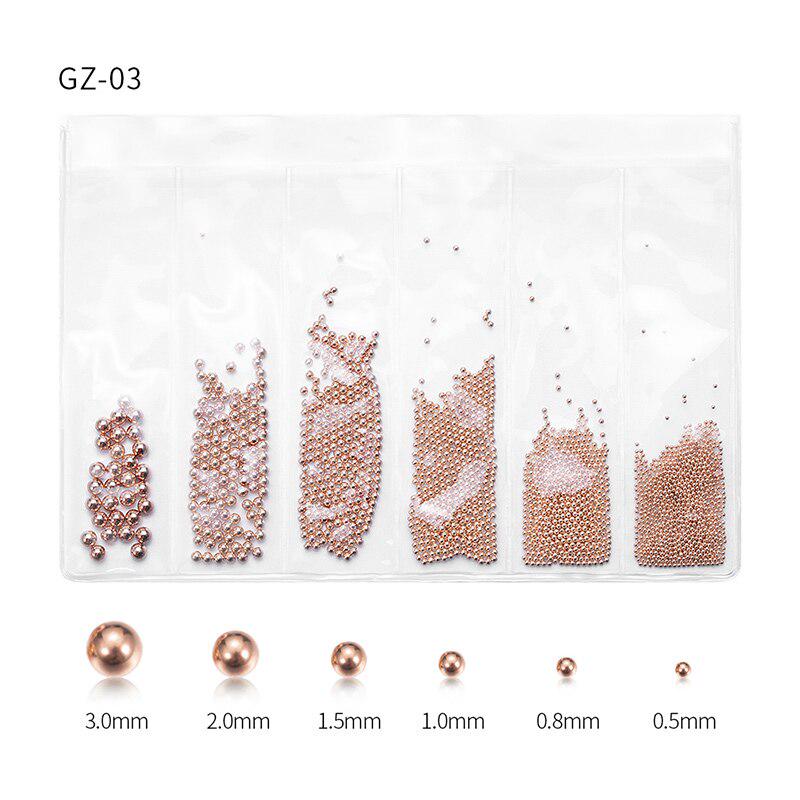Smíšené 6 Velikost 0,8 mm Micro Nail Nerezová Dekorativní Nail Rose Gold a Silver Příslušenství na nehty