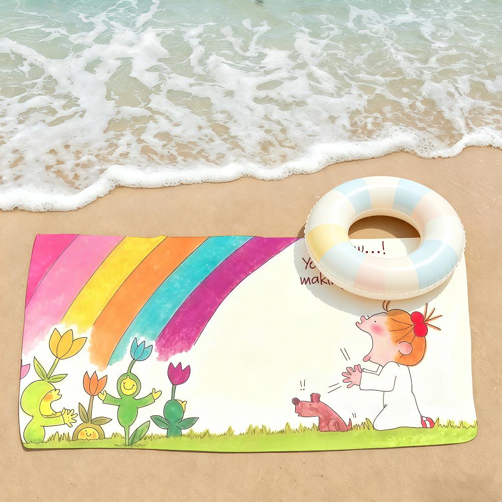Cartoon C-coco and W-Wondrous Towel Drying Bath Towel Applicable To Light Swimming Camping Yoga Beach Out