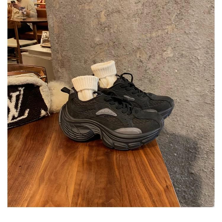 

Женские замшевые туфли для папы Grape Mom: Осенне-зимний спортивный стиль с утолщенной подошвой и шнуровкой в тон. 35