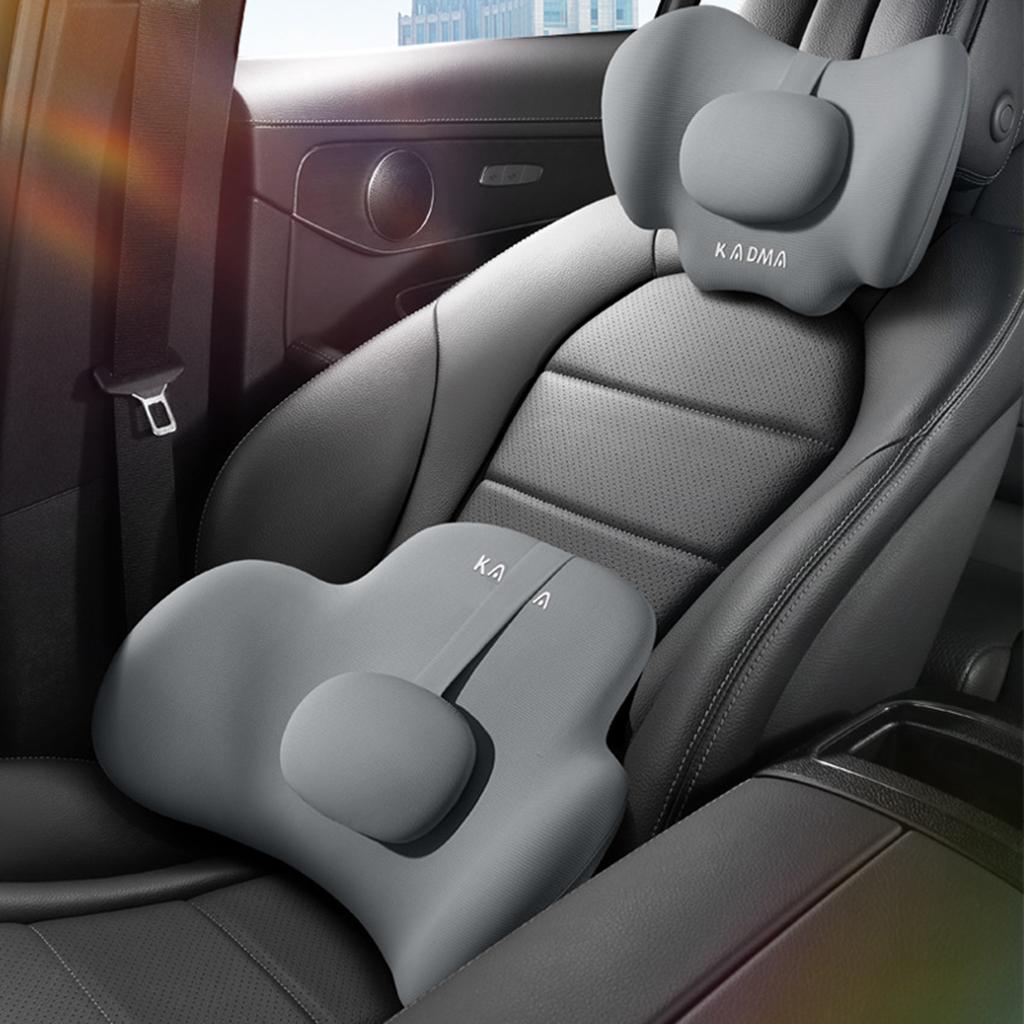 Comfortable Memory Car Seat Headrest/Lumbar Support Adjustable Design Lightweight for Long Drives & Office Work