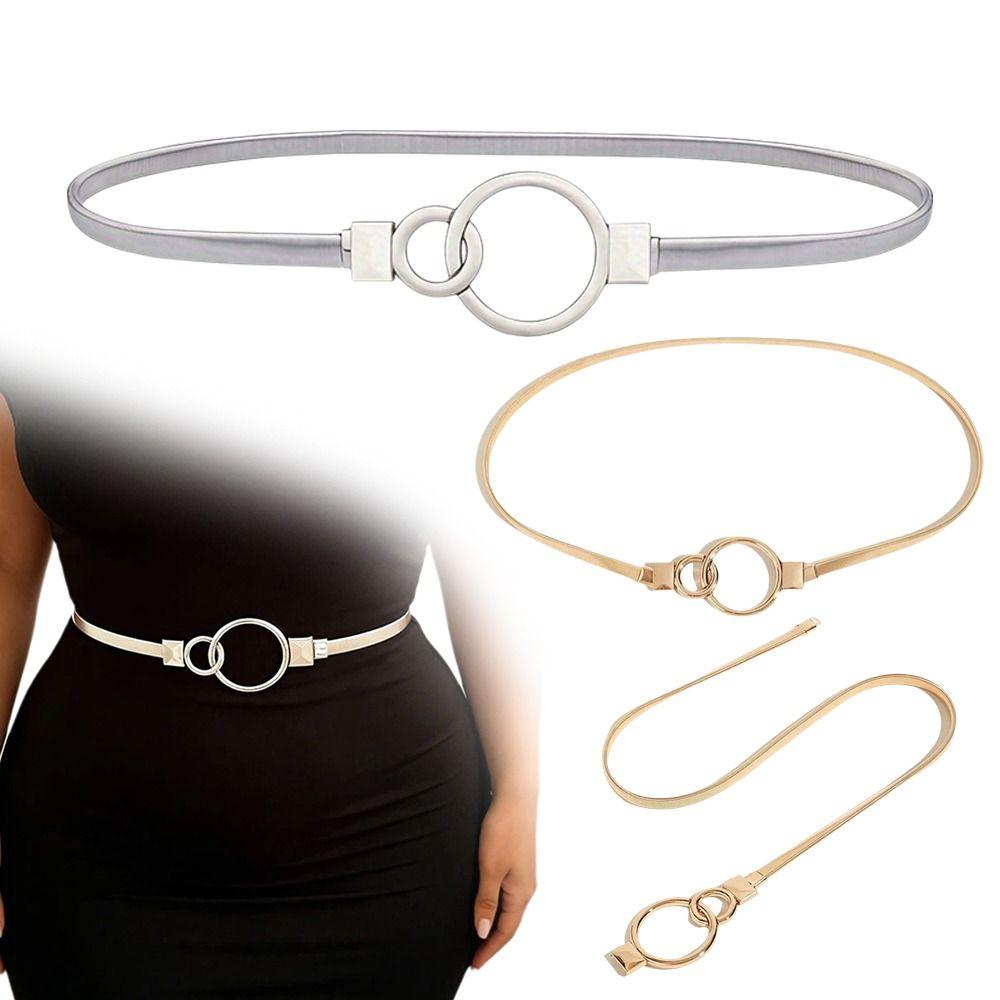 Einfache Verstellbare Damen-Taillengürtel Metall Luxus Elastische Taillenkette Federkleid Gürtel Für Damen