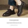 Top Grain Cowhide Women's Round Toe Lace-up Loafers - Autumn 2025 Luxury Hand-Grained Leather Shoes