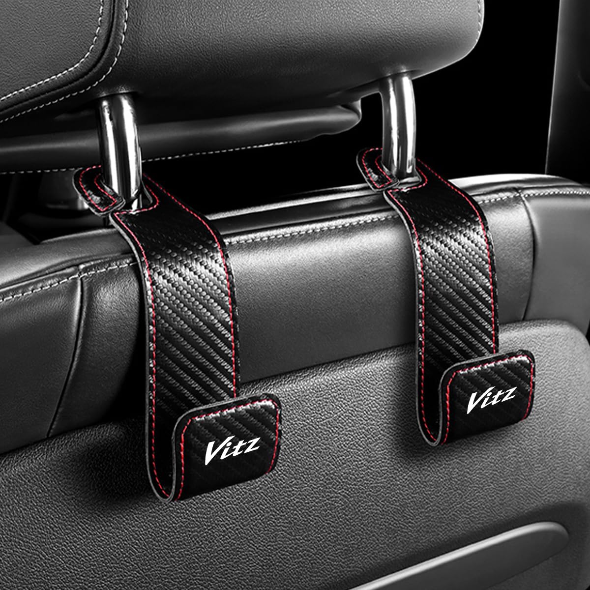 Vitz Applicable Headrest Hook with Vitz Logo PU Leather Car Vitz application