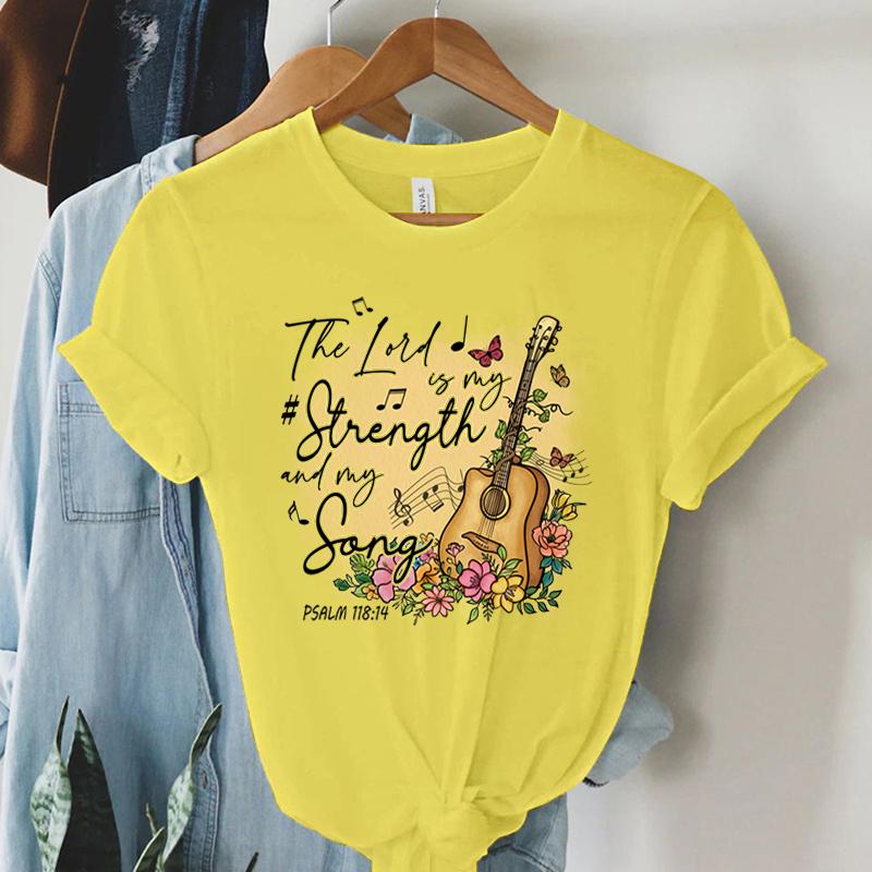 

Женская винтажная футболка в стиле бохо с принтом гитары и госпел-музыки, летняя христианская одежда, футболка с библейским стихом, футболка для поклонения Богу, футболка религиозной веры 4XL