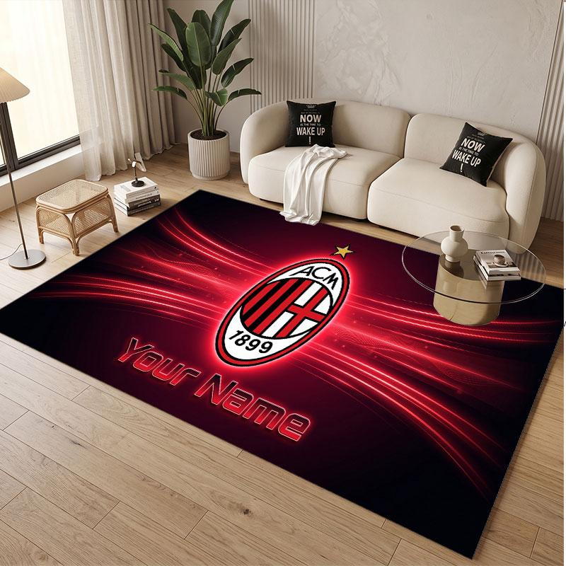Tappeto Personalizzato Modello AC Milan Stampa Nome Testo Morbido Antiscivolo Tappeto per Pavimento per Decorazione Interna Casa
