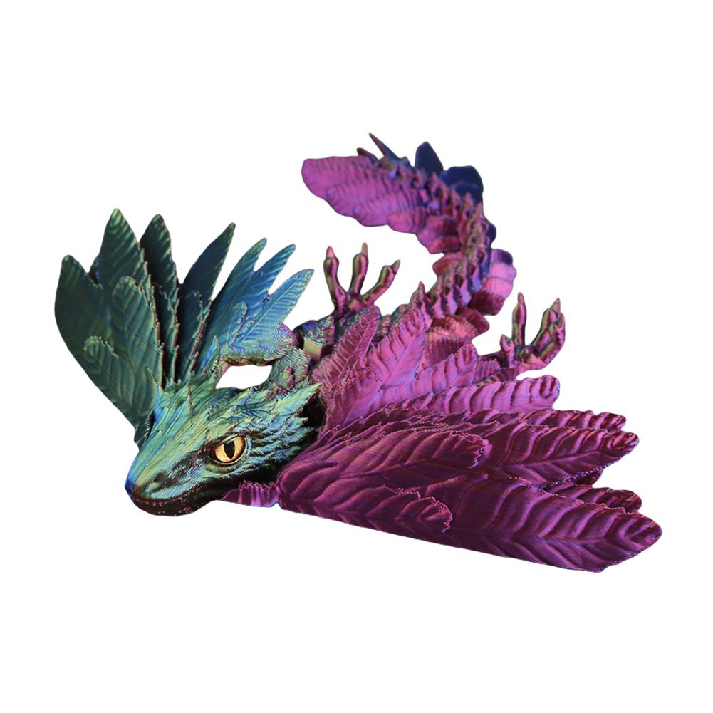 3D Printed Dragon with Wings Realistic Articulated Dragon Statue Home Room Decoration Animals Ornament Kids Birthday Gifts