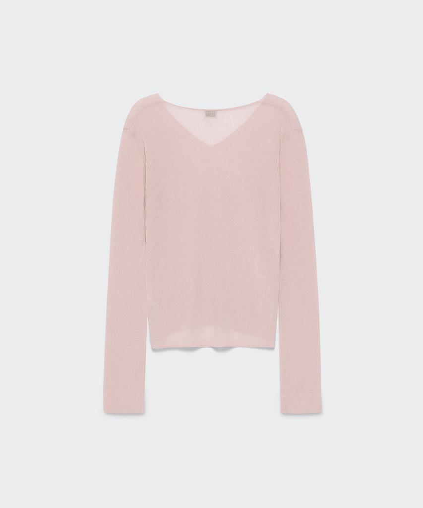 MUSINSA STANDARD WOMAN Women'S Linen Blend Ribbed V-Neck Sheer Knit [Indian Pink]