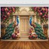 Luxe Pauw Bloemen Wandkleed Barokke Muurschildering Renaissance Stijl Polyester Print voor Woonkamer Slaapkamer Decor