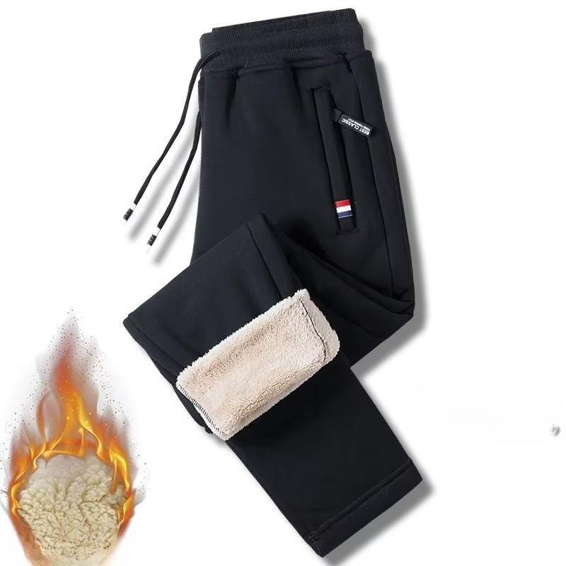 Autumn and Winter Lamb Velvet Casual Pants Men's Velvet Thick Large Size Loose Sports Pants with Feet Straight Warm Pants