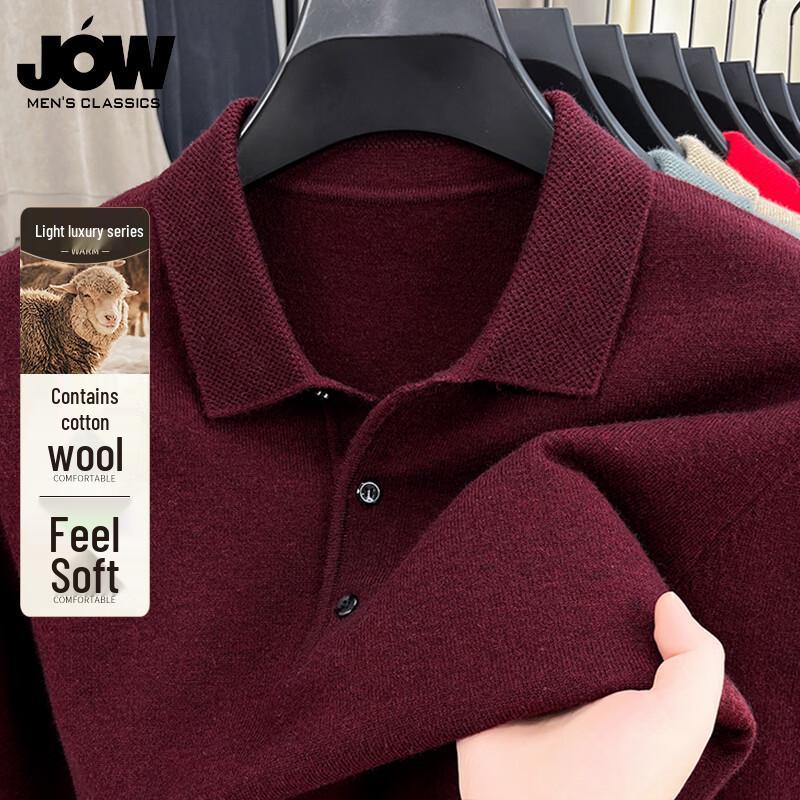 JOW Men s Classic Lambswool Blend Turn-down Collar Sweater L (170/88A)