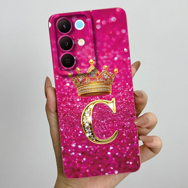 For Realme 15X C85 5G Crown Initial Letter Couple Phone Case Realme15X RMX5250 RMX5253 Soft Silicone TPU Lens Protective Casing