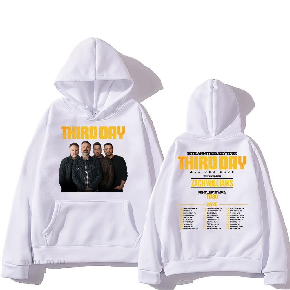 Third Day 30th Anniversary Tour 2026 Hoodies All The Hits Letter Printing Sweatshirts Long Sleeve Winter Male Hooded Pullovers