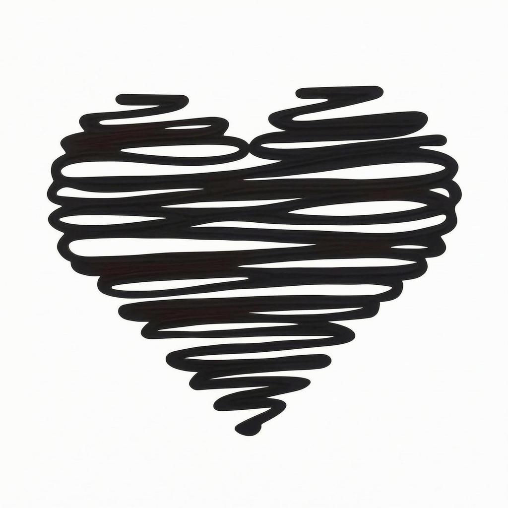 Metal Heart Wall Decoration Black Scribble Art Simple