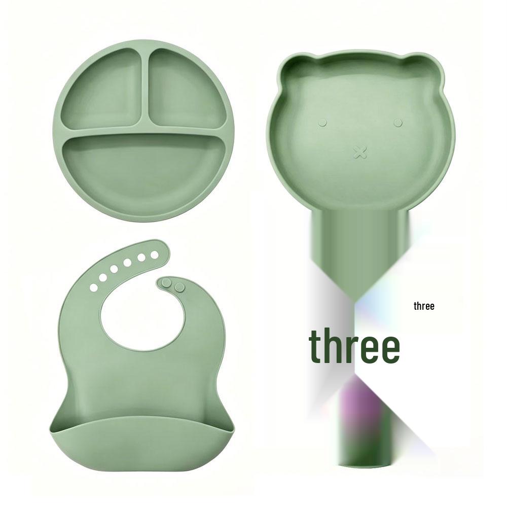 Silicone Baby Tableware Set: Feeding Bowl, Fork, Spoon & Food-Grade Dinner Plate