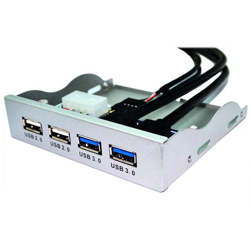 BTBcoin HUB USB 2.0 USB 3.0 4Port Front Panel USB3.0 Hub Splitter Internal Combo Bracket Adapter for Desktop 3.5 Inch Floppy Bay