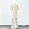 High-End Fashionable Cotton Linen Embroidery Wide-Leg Pants Suit for Women