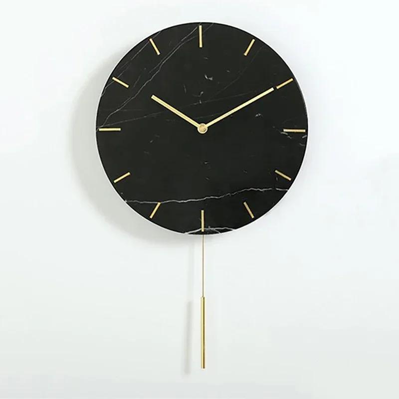 Nordic Large Wall Clock Modern Design Natural Marble Clocks Home Decor for Living Room Luxury Silent Watches Bedroom DecorM5Q1K1