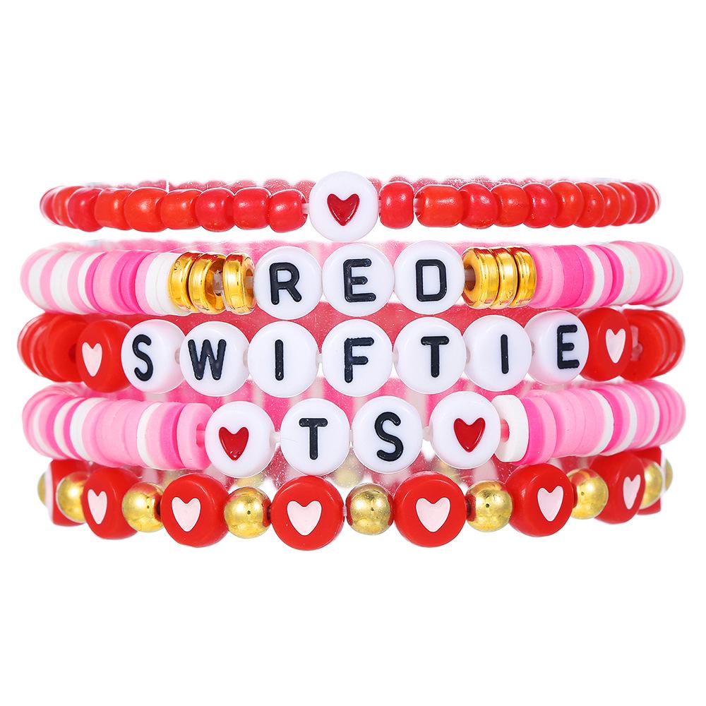 """WWJD"" Buchstaben Polymer Clay Perlen Armband Set": Europäischer/Amerikanischer Stil, 10er-Set Dankbarkeits-Glaubensarmbänder.