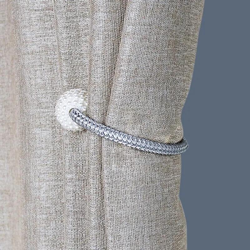 2Pcs Curtain Clip Creative Curtain Strap Magnetic Buckle No Drilling No Hook Modern Magnet Strap A Pair of White Home Decoration