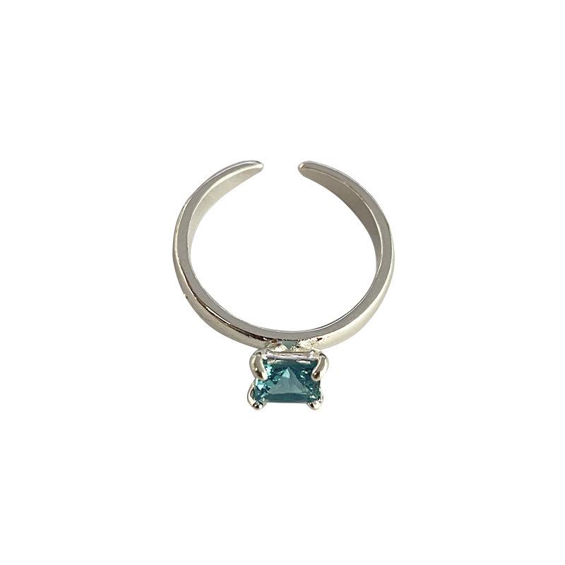 And Unique Stylish Blue Zirconia Ring For Women With Double Layer Design And Geometric Shape