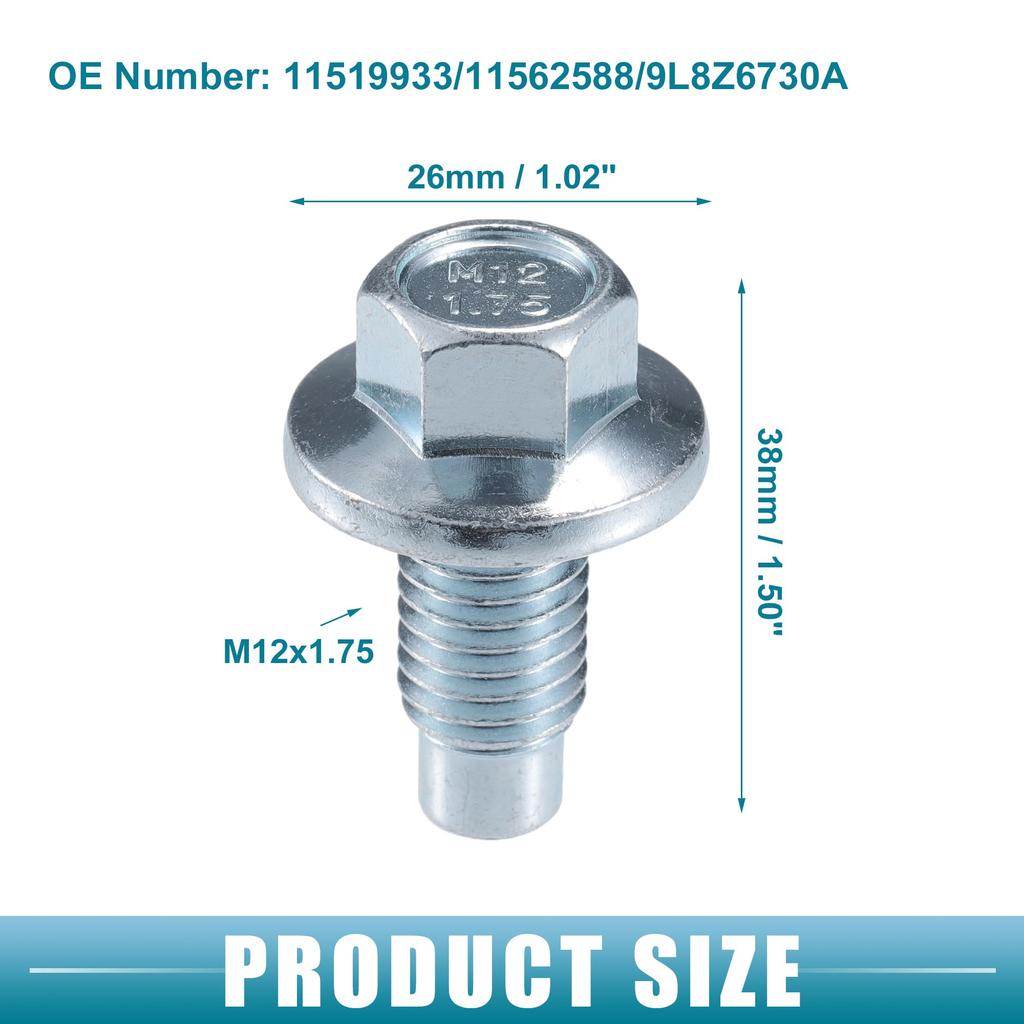 A ABSOPRO Car Drain Plug Fits No.11519933, 11562588, 9L8Z6730A, Bu ick, Enclave 2008-2017 Metal, Silver-Tone