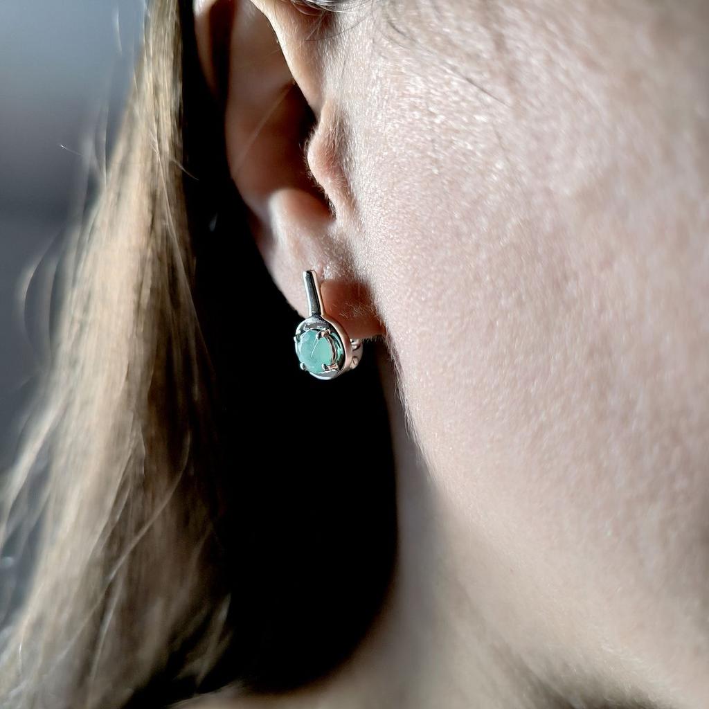 Silver Earrings with Natural Emerald 1.54ct (2167365)
