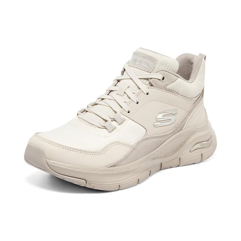 Skechers Arch Fit Stoff Synthetikleder Weich Bequem Mittelhoch Lifestyle Freizeit Schuhe Damen Sneaker Weiß 149775-NAT