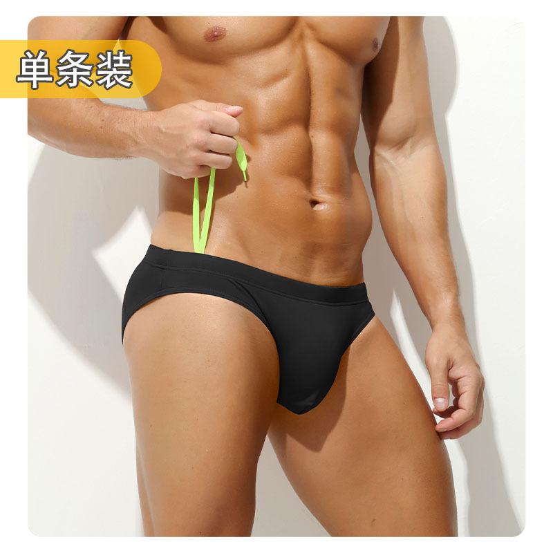 Swimming trunks men's triangle solid color low waist personalized adult youth quick-drying beach pants swimming trunks men's