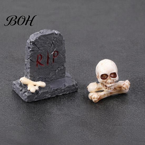 DIY Fairy Garden Halloween Miniature Resin Ornaments, Micro Landscape Desktop Decor, Horror Succulents Terrarium Ornaments Scene Accessories for Fish