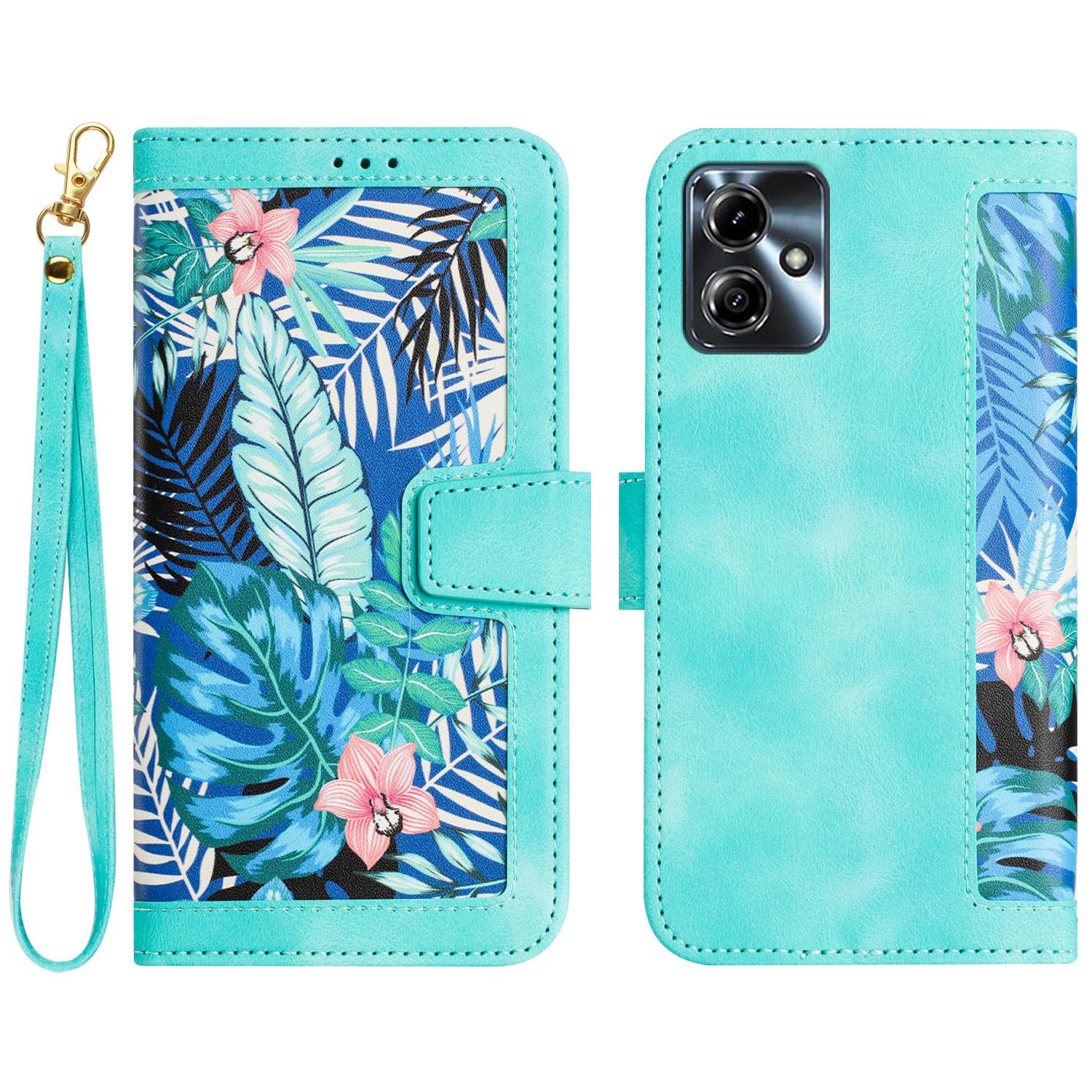 

Для Motorola Moto G54 5G Чехол Держатель для карт Кожаный чехол для телефона С принтом Green