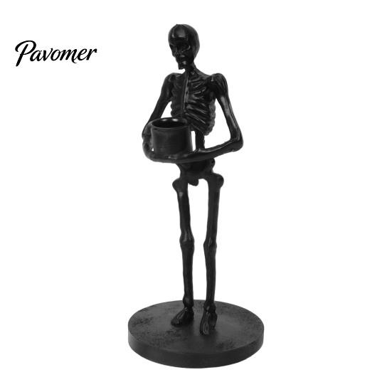 Vintage Style Gothic Room Accent Candle Holder, Spooky Skeleton/Skeleton Hand Taper Resin Decorative Holder for Shelf Candlestick Decoration Halloween