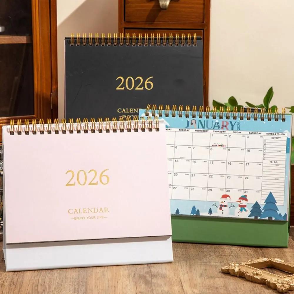Kleiner Schreibtischkalender Dickes Papier Kreativer Stil Tägliche Planungsutensilien Mini-Design Spiralbindung Faltbarer Kalender Heimgebrauch