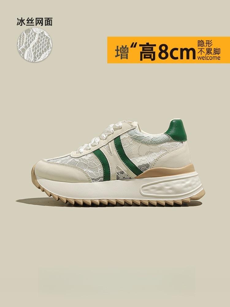

Yueyu versatile inner heightening platform dad shoes women s summer lace mesh 2025 new breathable sports Forrest Gump shoes 39 бежевый