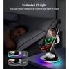 Magnetic Wireless Charging Station for iPhone 16 15 14 Foldable Rotating Light Adjustment 3-in-1 15W Fast Mag-Safe Charger Stand