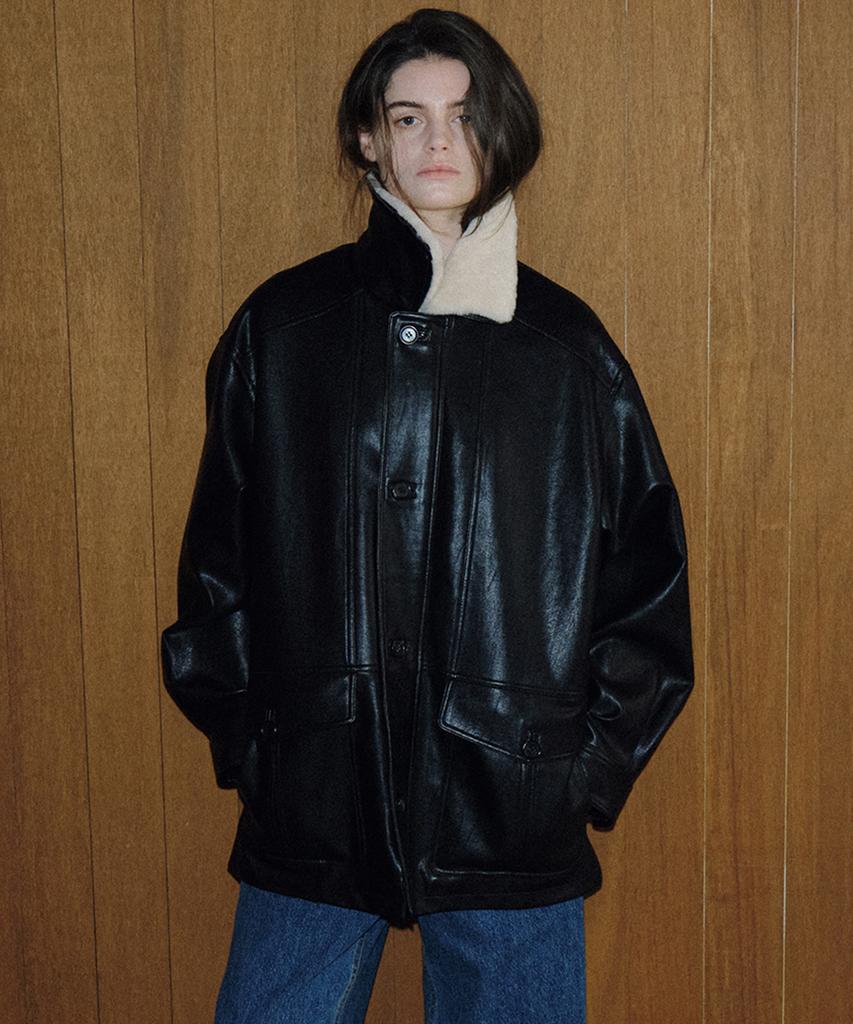 108POUND Quilted Liner Leather Jacket_Black