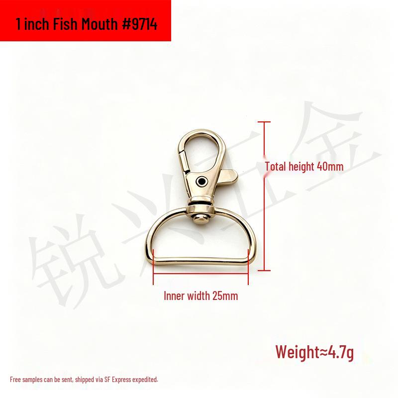 Zinc Alloy Fish Mouth Buckle for Dog Luggage, Shoulder Straps, Keychains, and Webbing.