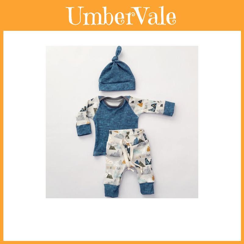 3pcs Premium Quality Newborn Baby Boys Girls Romper Jumpsuit T-shirt Pants Set For Stylish Comfort