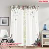 2pcs 2D Flat Printing Classic Christmas Curtains Christmas Holly Stars Ornaments Digital Printed Polyester Drapes Festive Wall