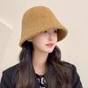 Autumn and Winter New Lamb Bucket Hat Solid Color Color Bucket Hat Warm Plush Basin Hat Headache Windproof Hat