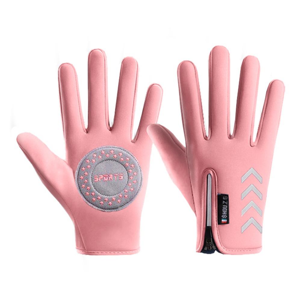 

Cold Wingproof Winter Children s Cycling Gloves with Zipper Bicycle Sports Mittens Outdoor Sports M темно-розовый