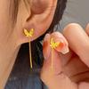 Long Butterfly Tassel Earrings Women Fashion Simple Elegant Drop Earrings for Daily Wear