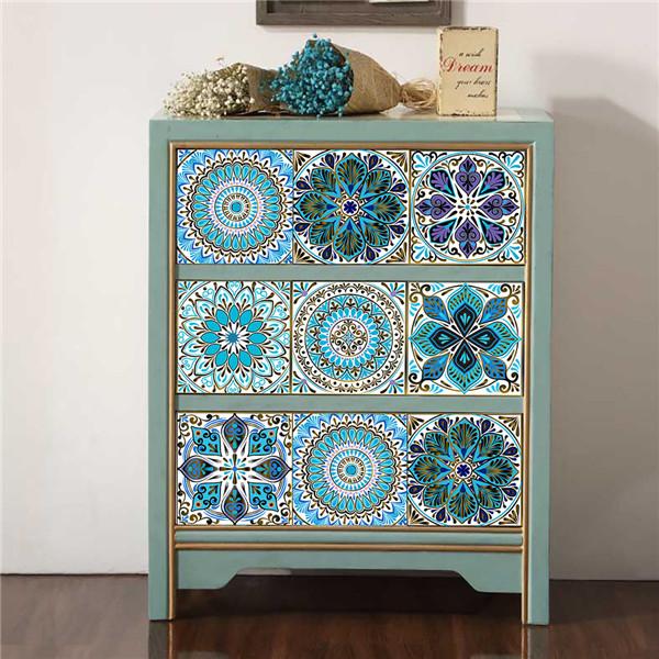 Waterdichte 3D Mandala Patroon Tegelstickers Keuken Badkamer Decoratie Zelfklevende Muur Meubelstickers Vloerbehang
